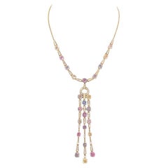 Bulgari Multicolored Sapphire and Diamond Fringe Necklace