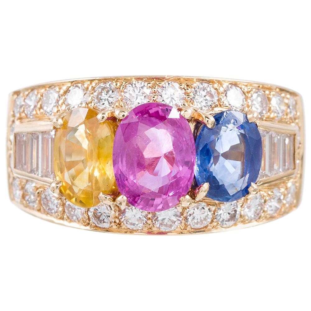 Bulgari Multicolored Sapphire and Diamond Ring