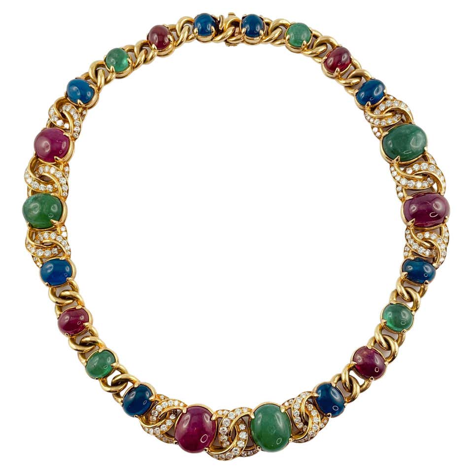 BULGARI Aquamarine Onyx Diamond Gold Tubogas Necklace at 1stDibs