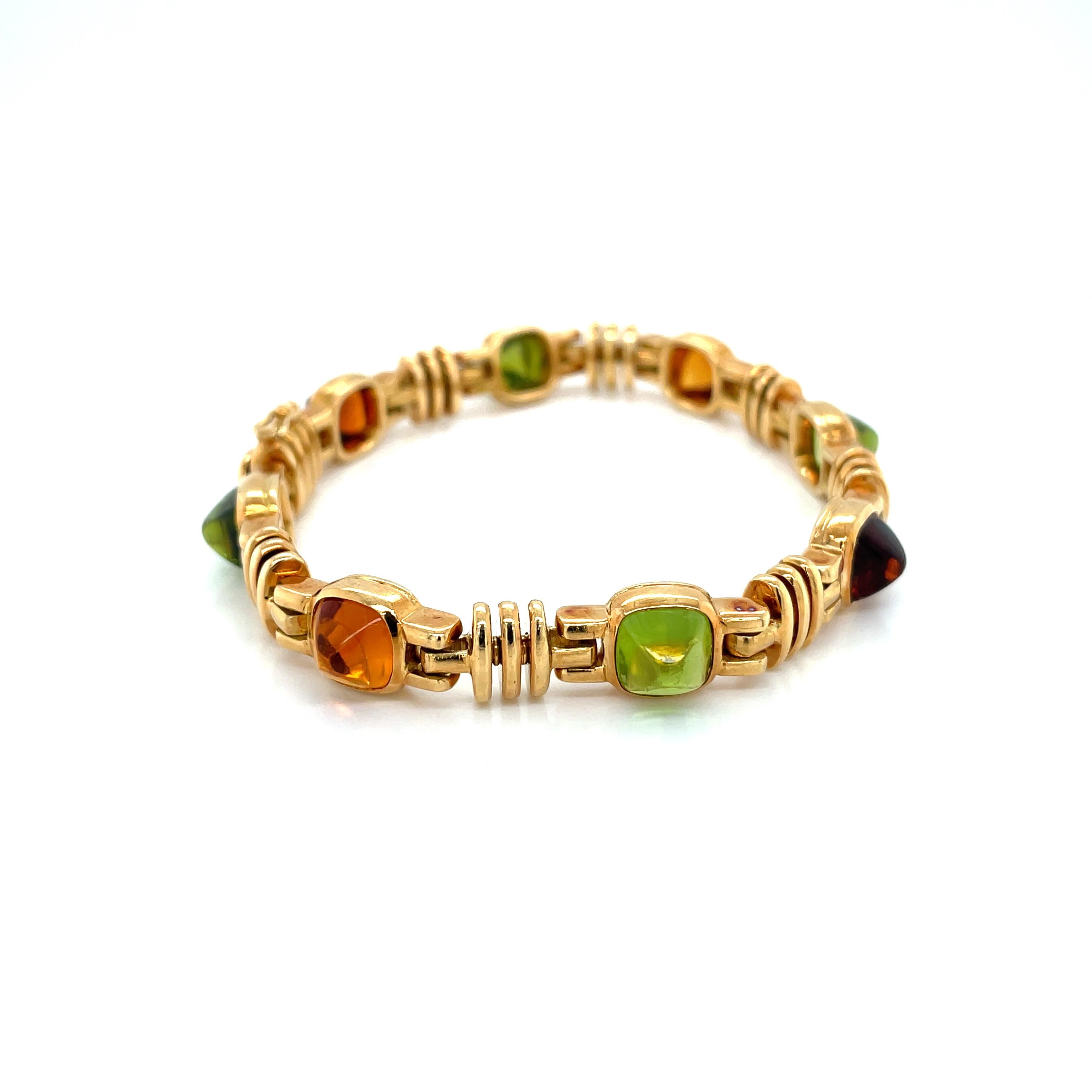 Bulgari Goldarmband mit mehreren Edelsteinen, Zuckerhut-Cabochon (Kegel-Cabochon)