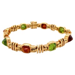 Bulgari Bracelet en or multi-gemmes en forme de pain de sucre avec cabochon