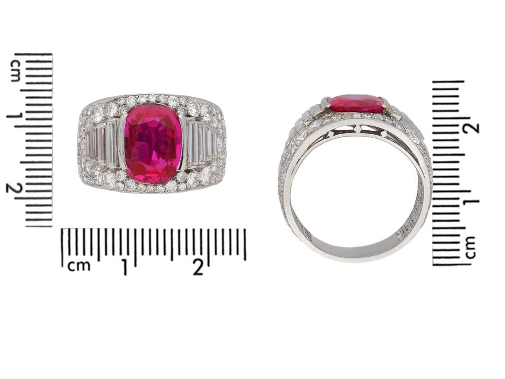 Cushion Cut Bulgari Natural Unenhanced Burmese Ruby Diamond Ring For Sale