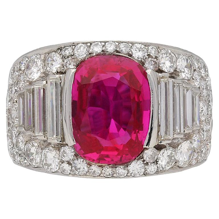 Bulgari, bague en rubis de Birmanie naturel non rehaussé et diamants