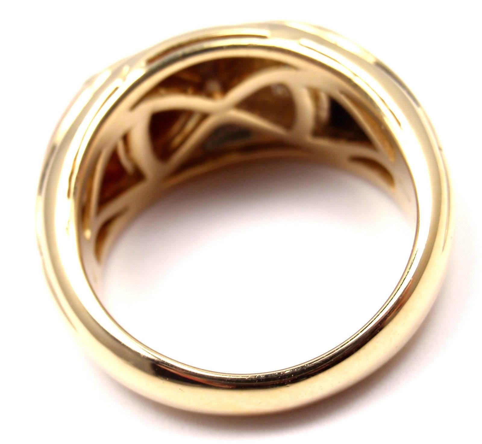 Women's or Men's Bulgari Naturalia Diamond Ruby Fish Yellow Gold Band Ring For Sale