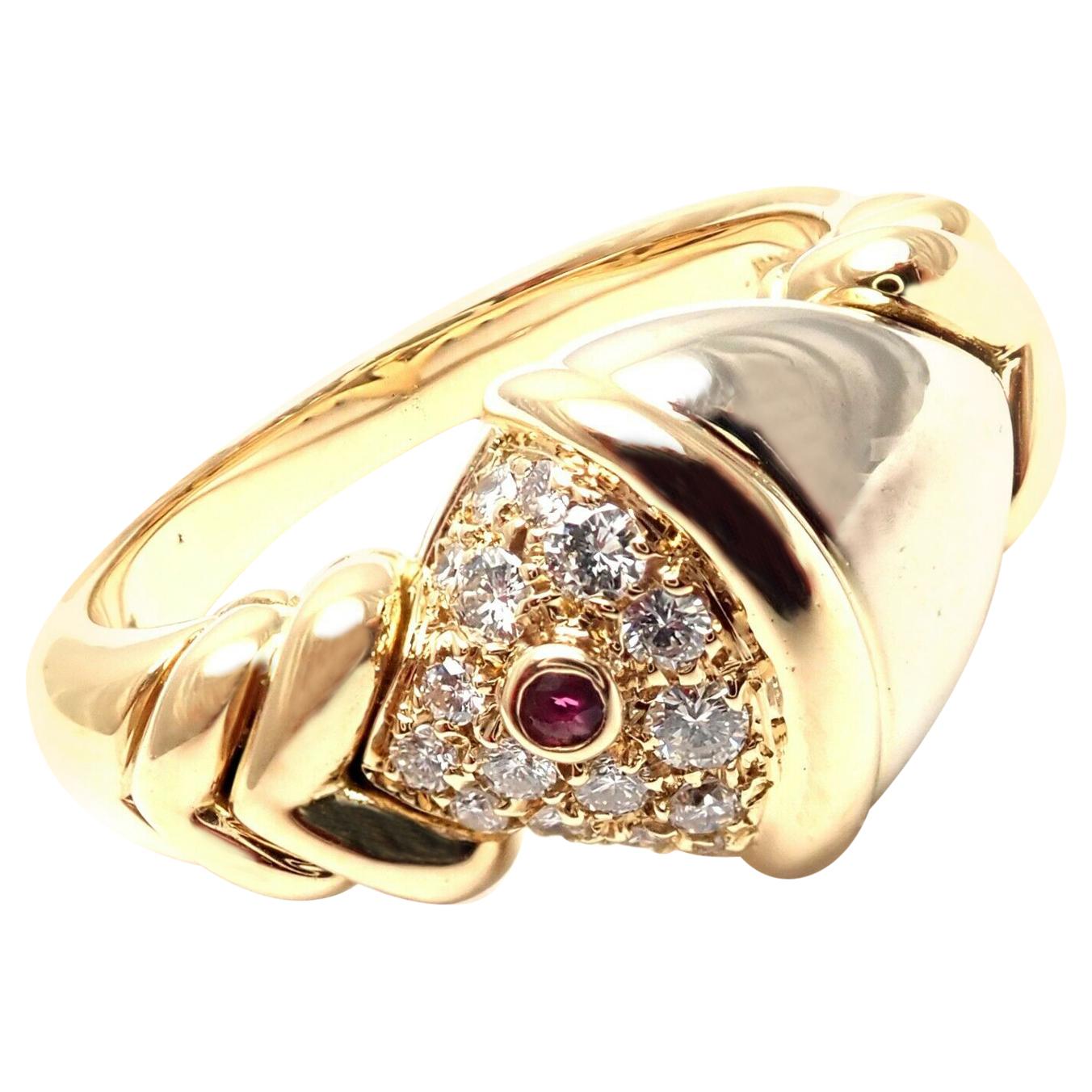 Bulgari Naturalia Diamond Ruby Yellow White Gold Fish Ring