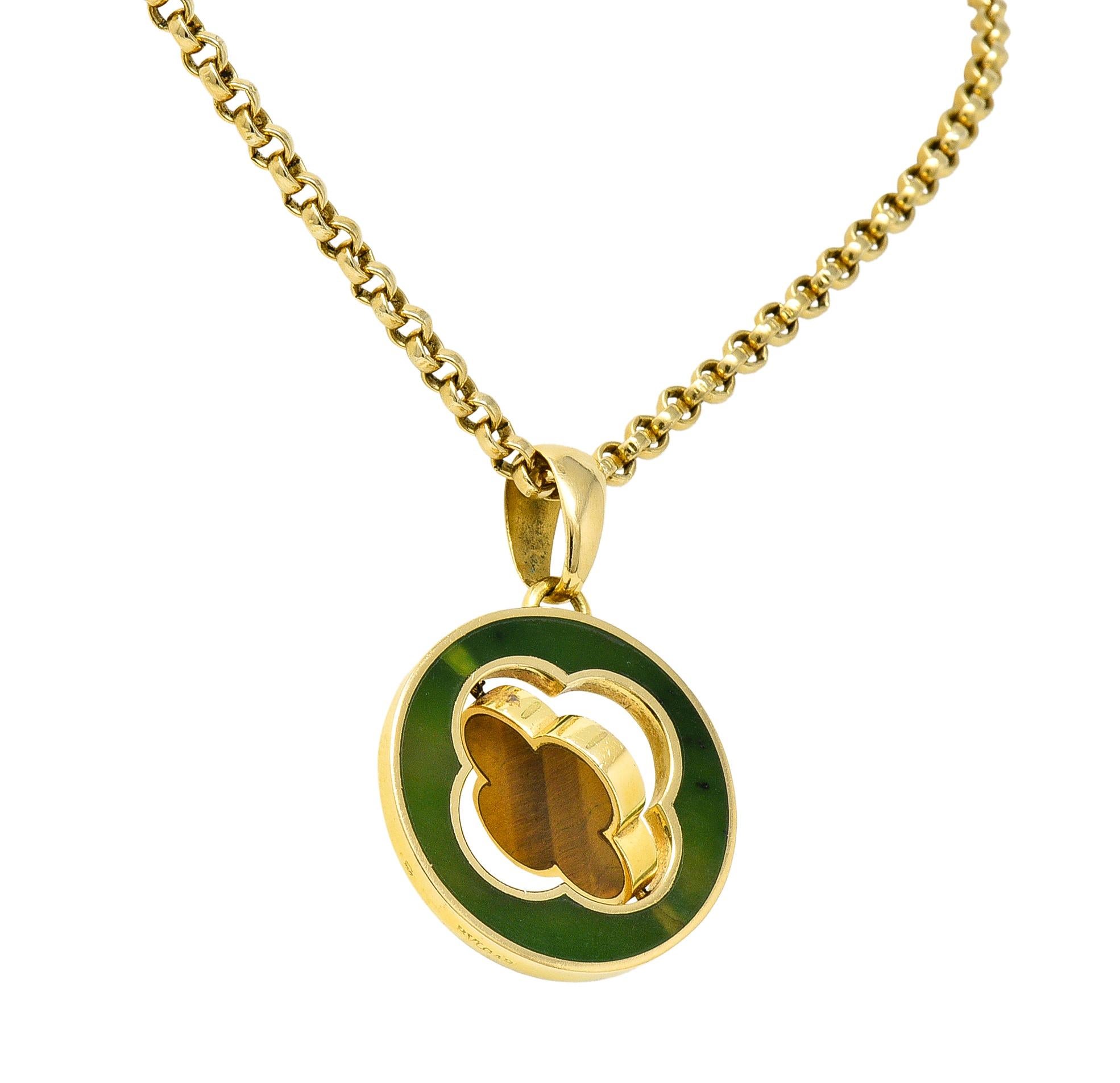 Bulgari Nephrite Jade Tiger's Eye Onyx Mother-Of-Pearl 18 Karat Gold Necklace In Excellent Condition In Philadelphia, PA