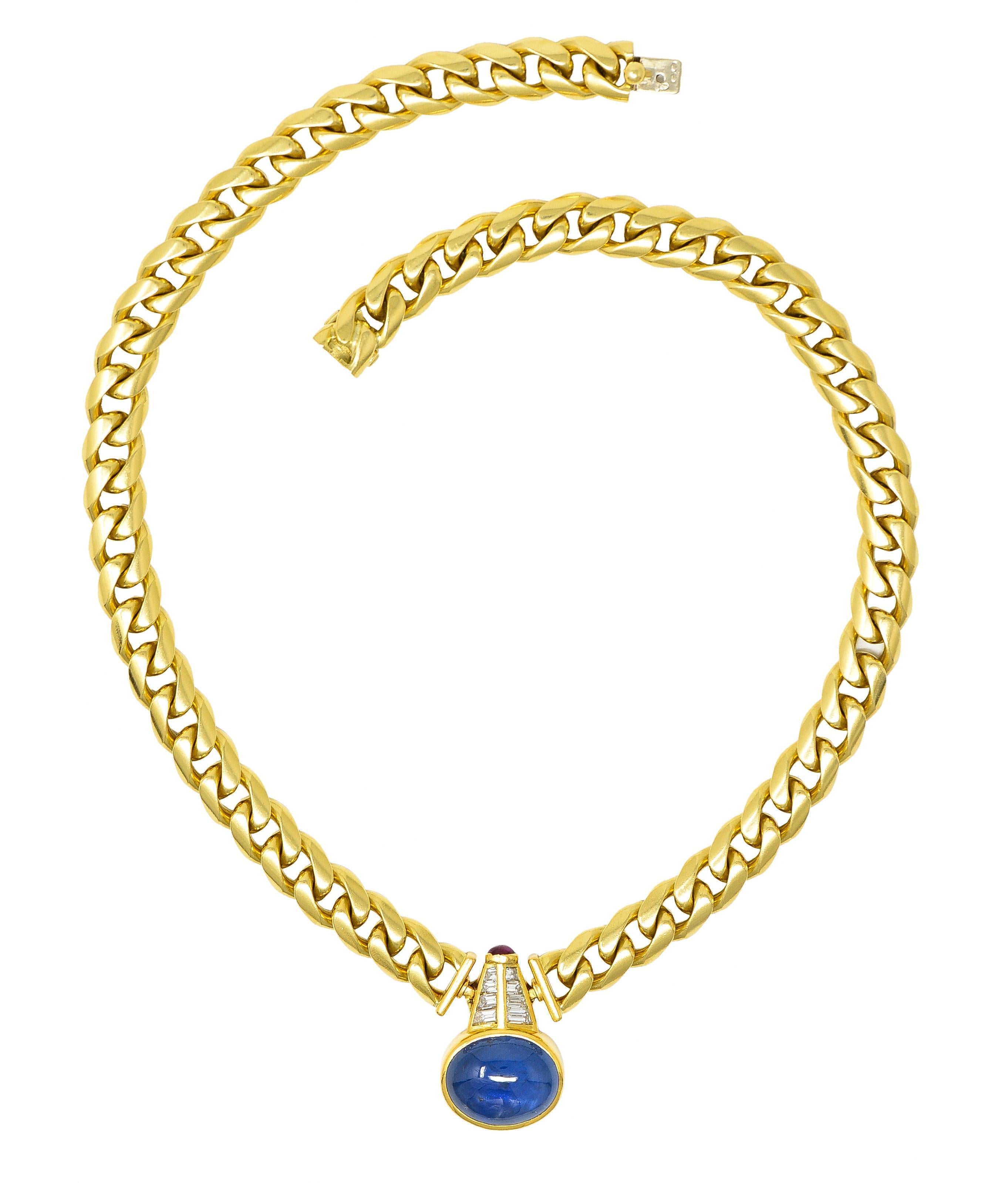 Bulgari No Heat Burma Sapphire Ruby Diamond 18K Yellow Gold Vintage Necklace For Sale 7