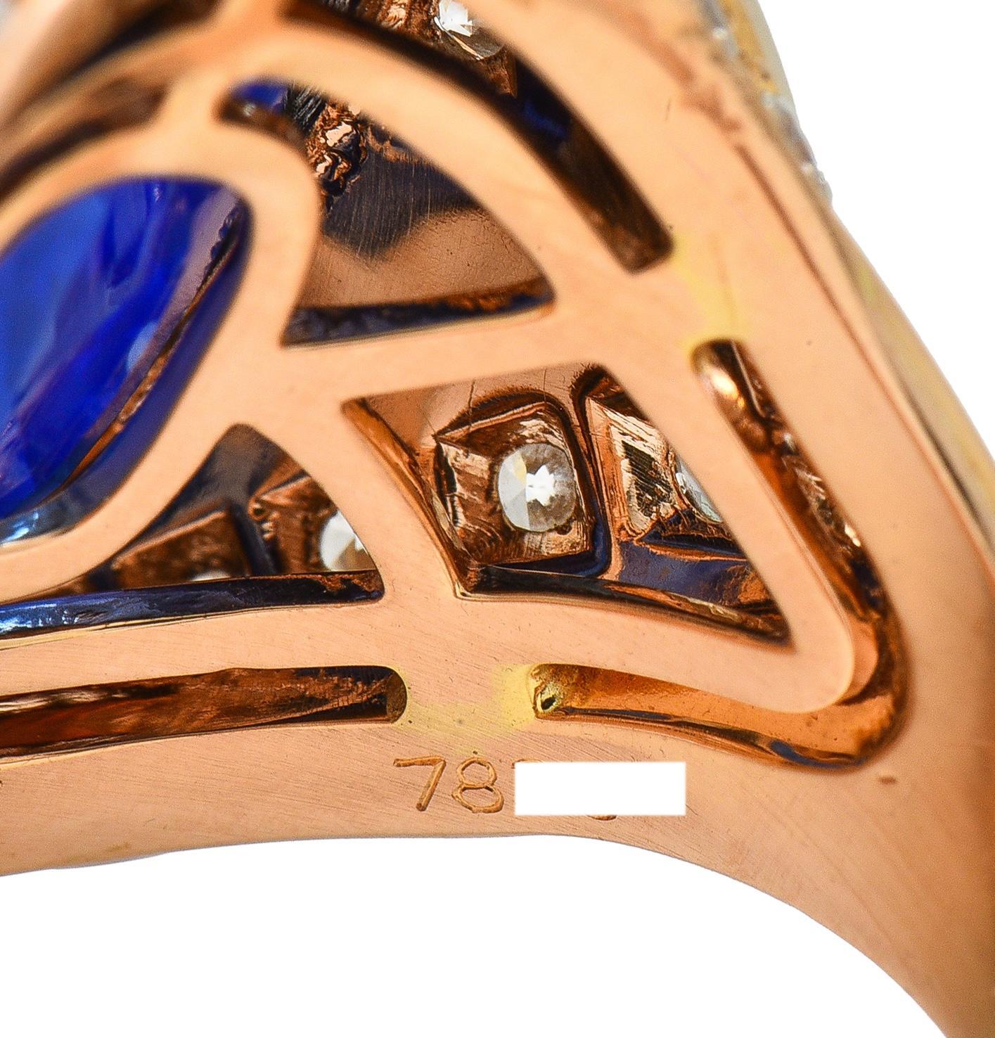 Bague Bulgari No Heat saphir de Ceylan diamant nacre en or rose 18 carats en vente 3