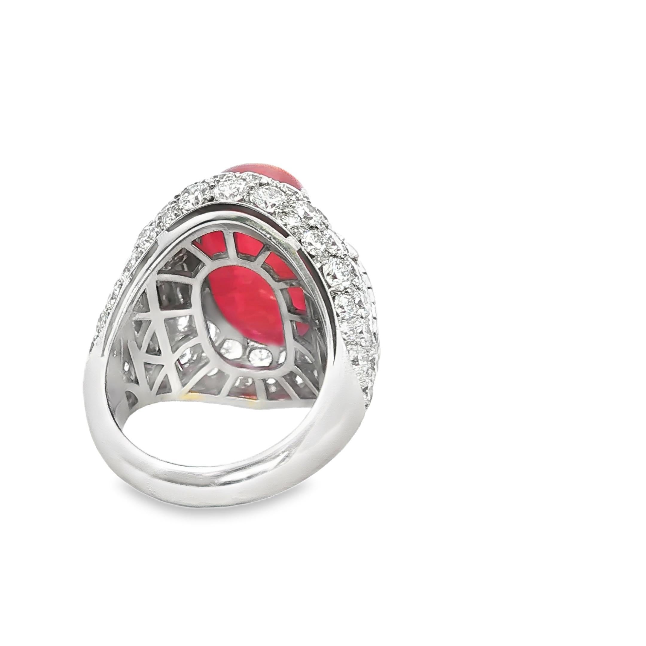 Bulgari No-Heat Ruby and Diamond Cocktail Ring in Platinum For Sale at ...