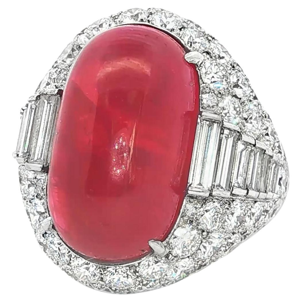 Bulgari No-Heat Ruby and Diamond Cocktail Ring in Platinum For Sale at ...