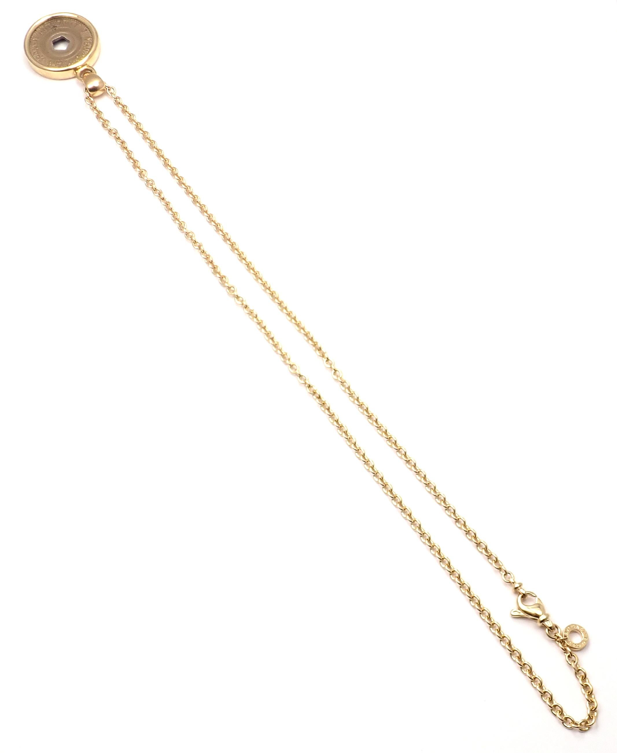 Bulgari NYC Subway Token Limited Edition Yellow Gold Pendant Necklace For Sale 3