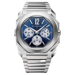 Bulgari Octo Finissimo Chronograph GMT Mechanical Blue Dial Steel Watch 103467
