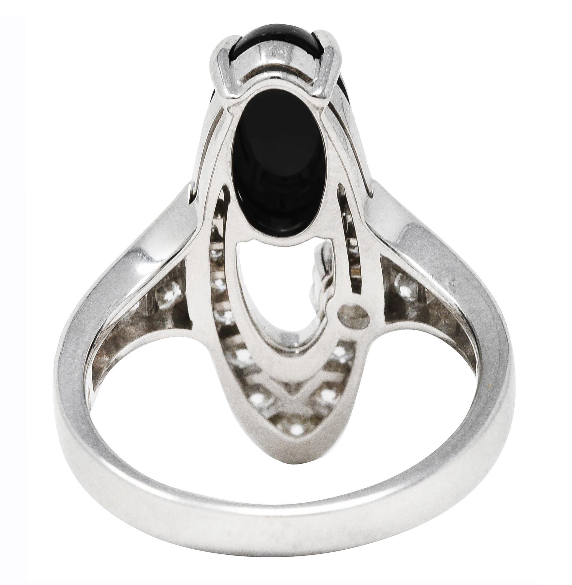 Women's or Men's Bulgari Onyx 0.85 CTW Diamond 18 Karat White Gold Elisia Ring