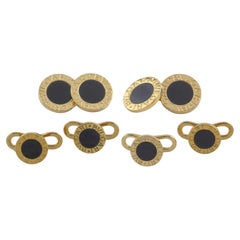 Bulgari Onyx 18k Gold Cufflinks and 4 Studs Set