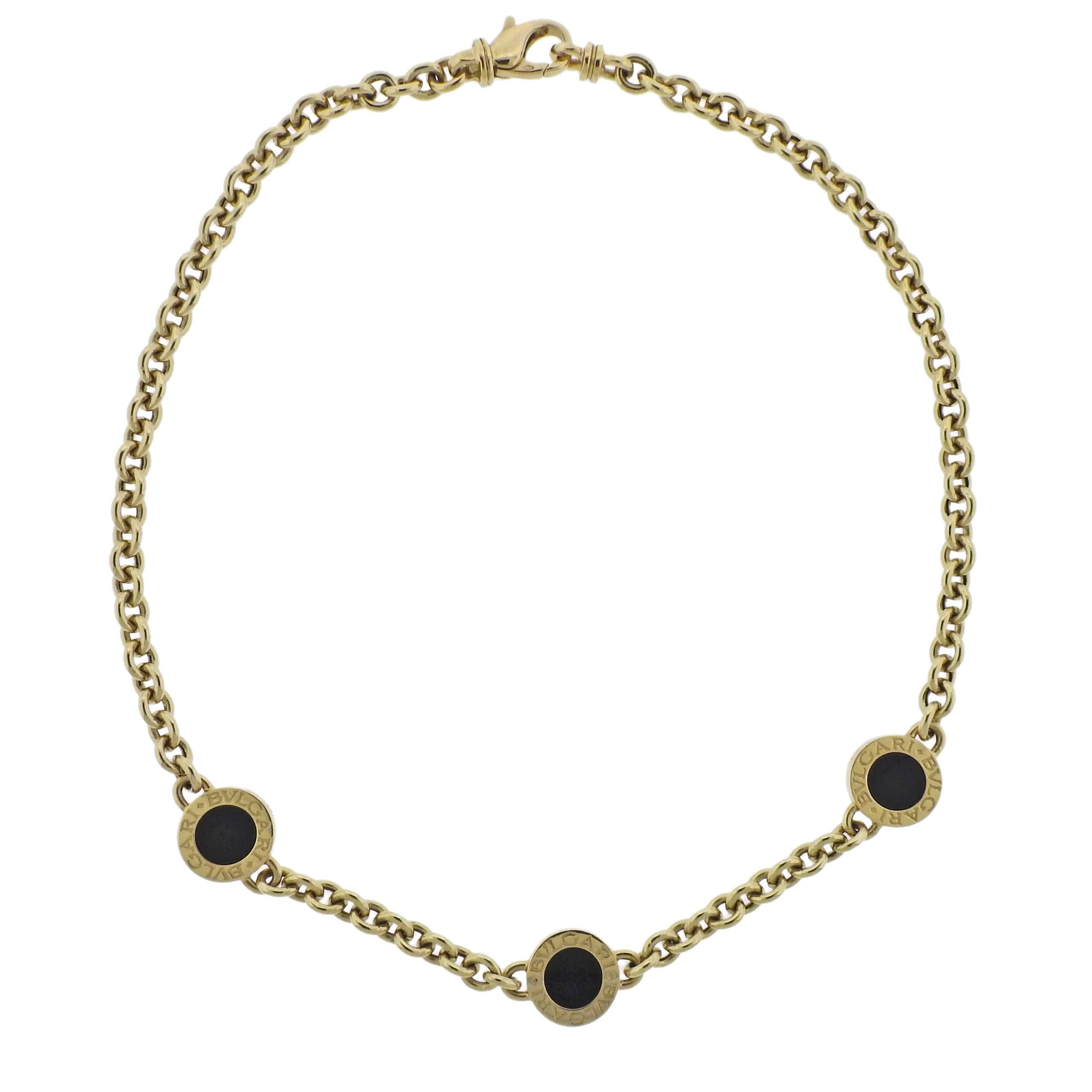 Bulgari Onyx Gold Station Necklace
