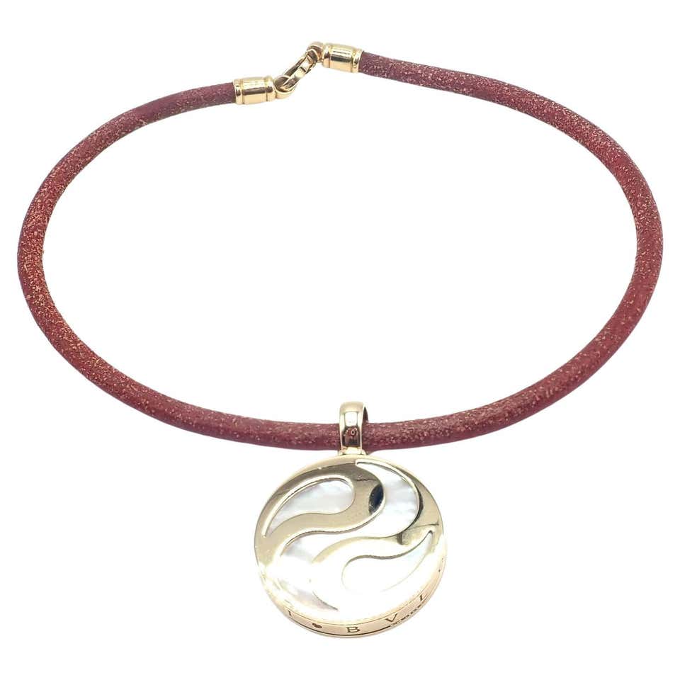 Bulgari Spinning Diamond Gold Onyx Optical Illusion Pendant WITH Chain ...