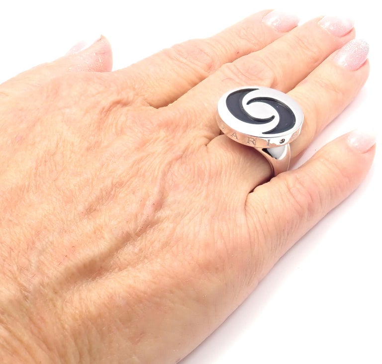 Bulgari Optical Illusion Spinning Onyx White Gold Ring at 1stDibs