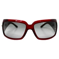 Bulgari Oversized Red Gardient Crystal Flower Embellished Sunglasses