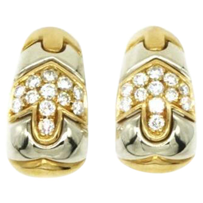 Paar zweifarbige Gold- und Diamantohrclips mit Diamanten