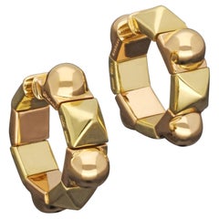 Bulgari Pair of Two Tone 18ct Rose and Yellow Gold Hoop Ear Clips, circa 1980s