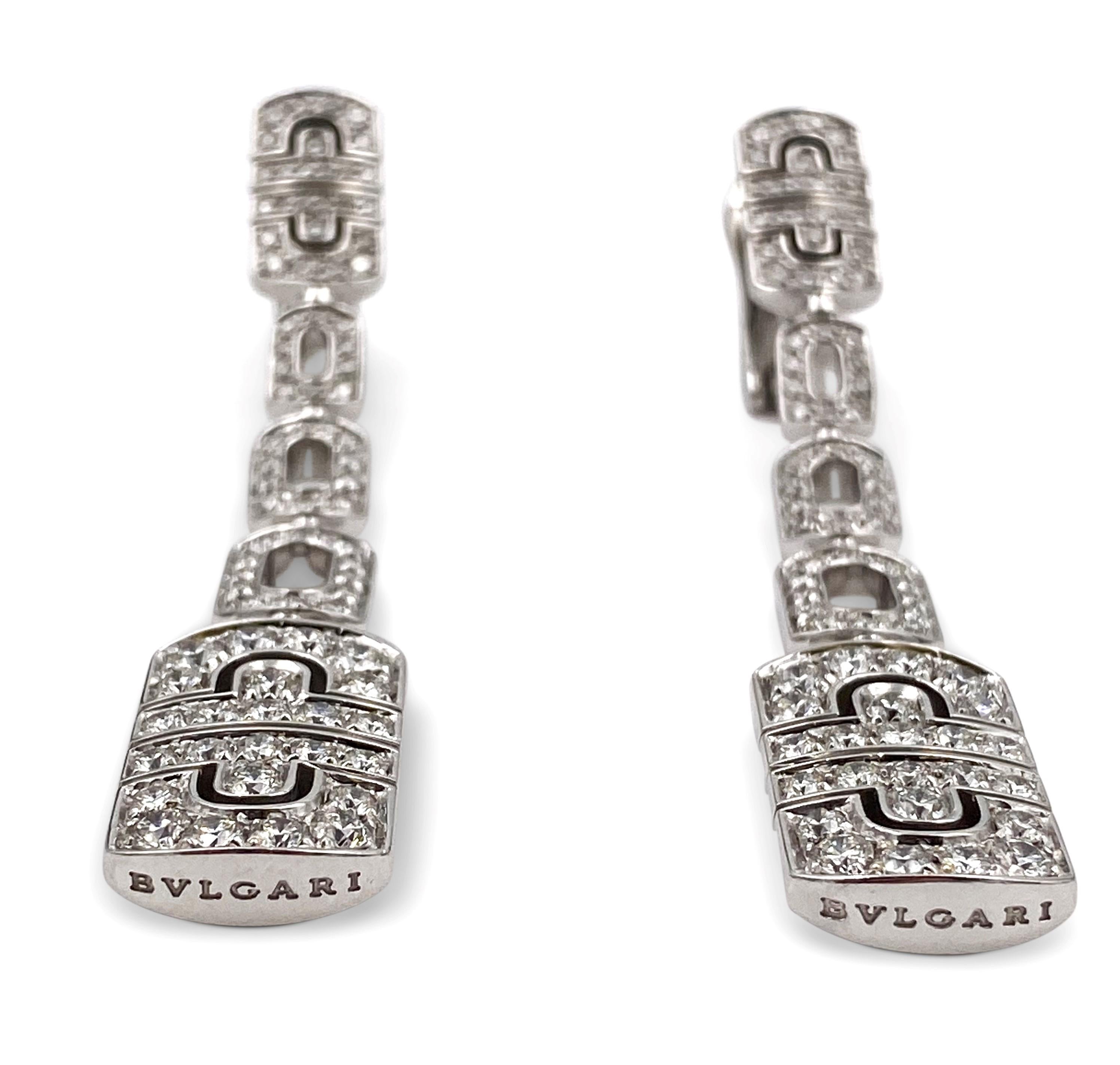 Round Cut Bulgari Parentesi 18 Karat Gold and Diamond Earrings