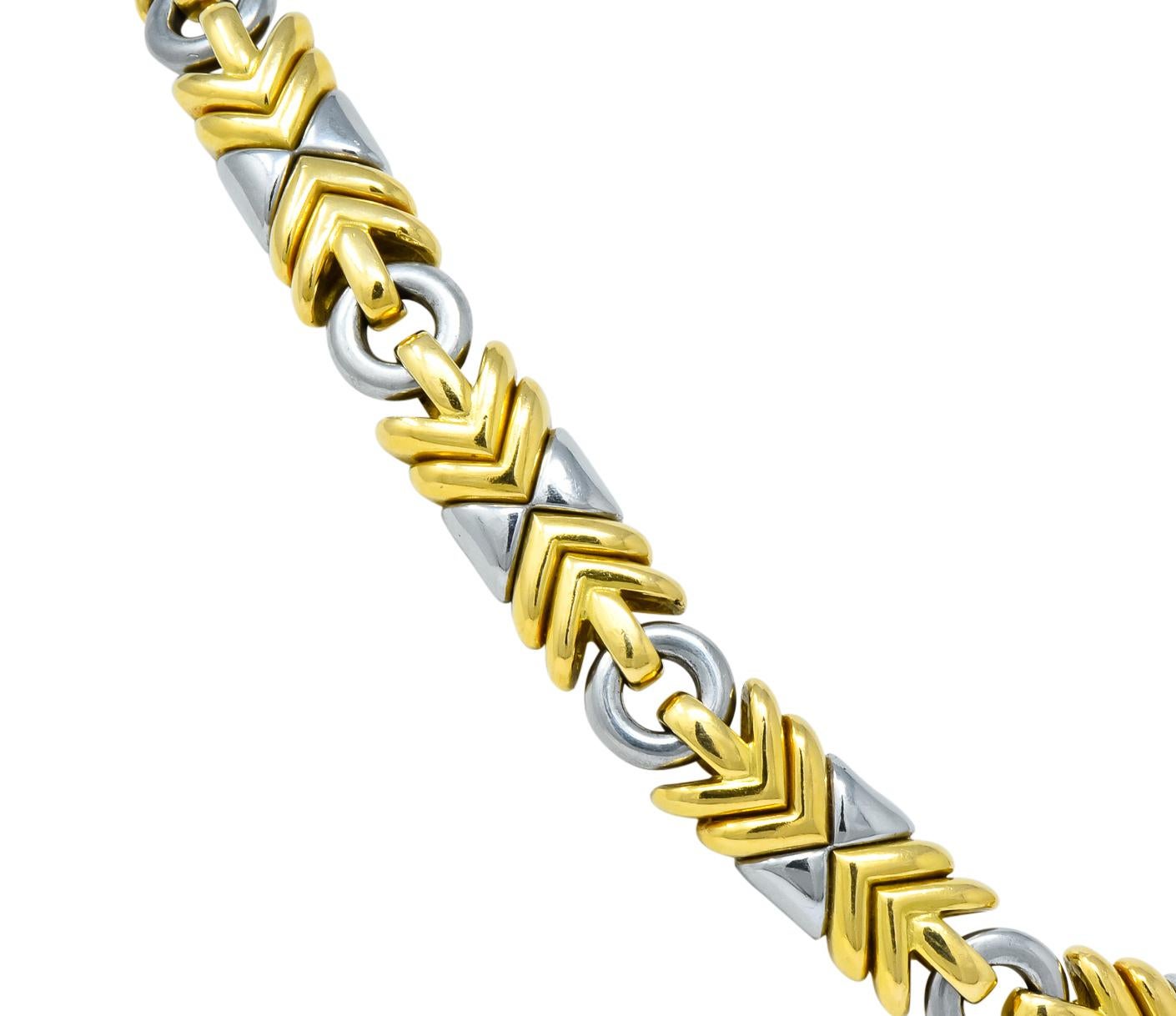 Women's or Men's Bulgari 18 Karat Gold Stainless Steel Trika Necklace