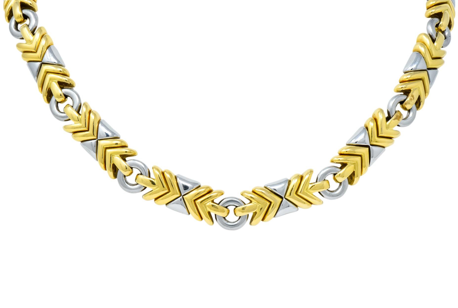 Bulgari 18 Karat Gold Stainless Steel Trika Necklace 1