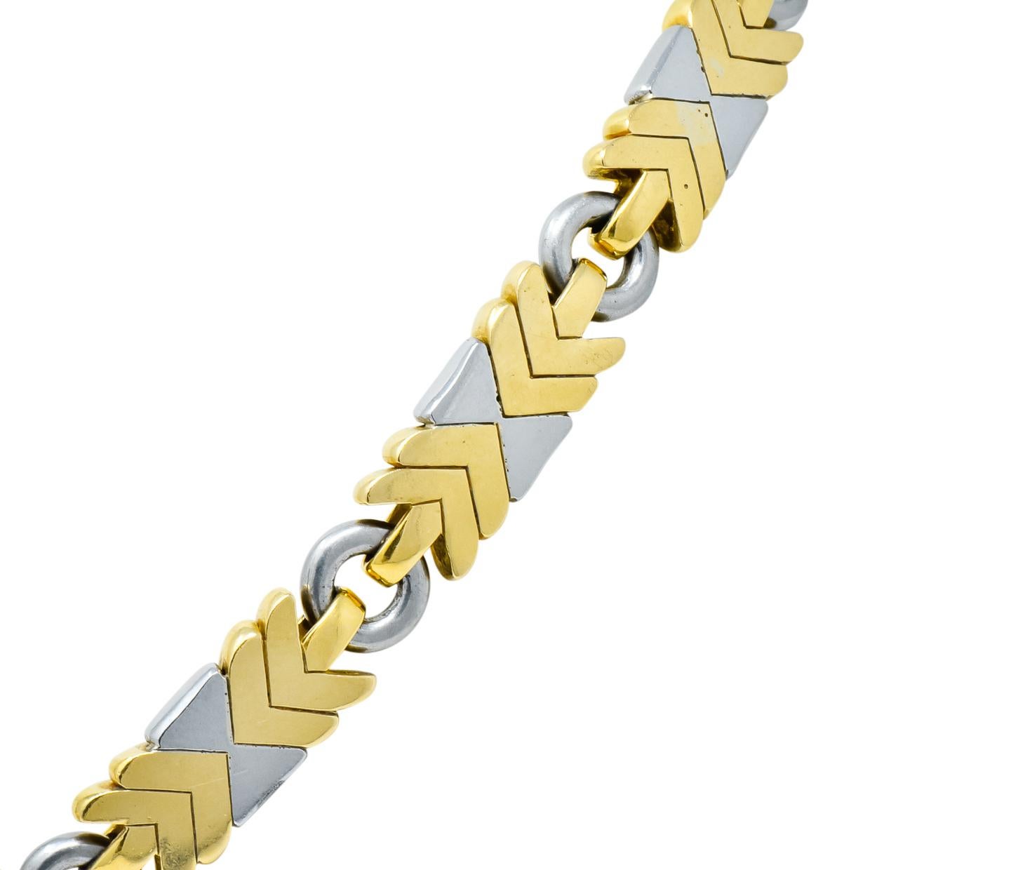 Bulgari 18 Karat Gold Stainless Steel Trika Necklace 4