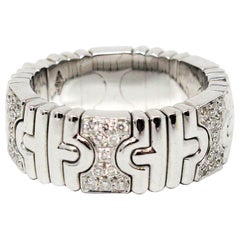 Bulgari Parentesi 18 Karat White Gold .42 Carat Pave Diamond Flex Band Ring