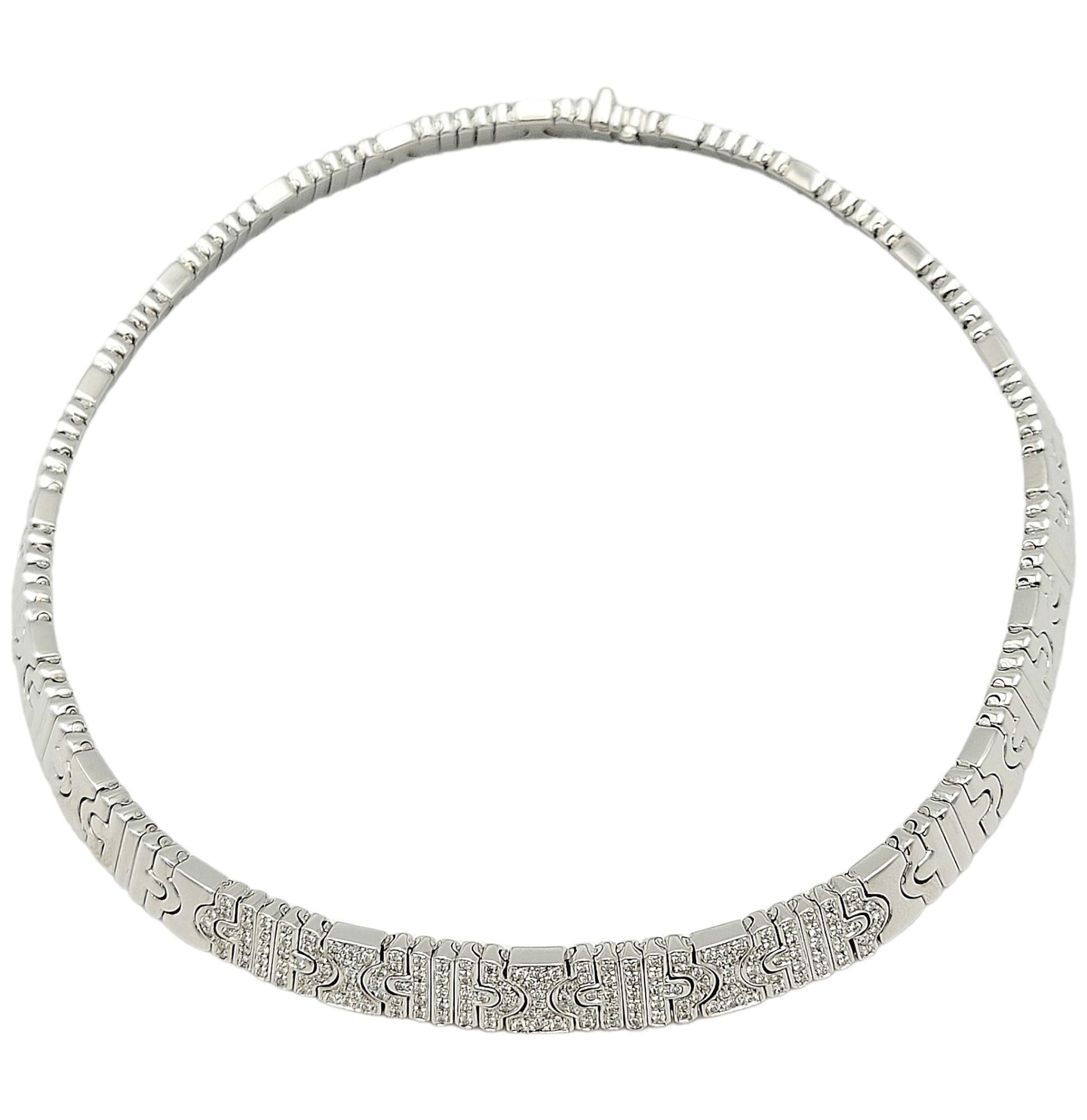 Contemporary Bulgari Parentesi 18 Karat White Gold Diamond Collar Necklace F-G / VS1-VS2