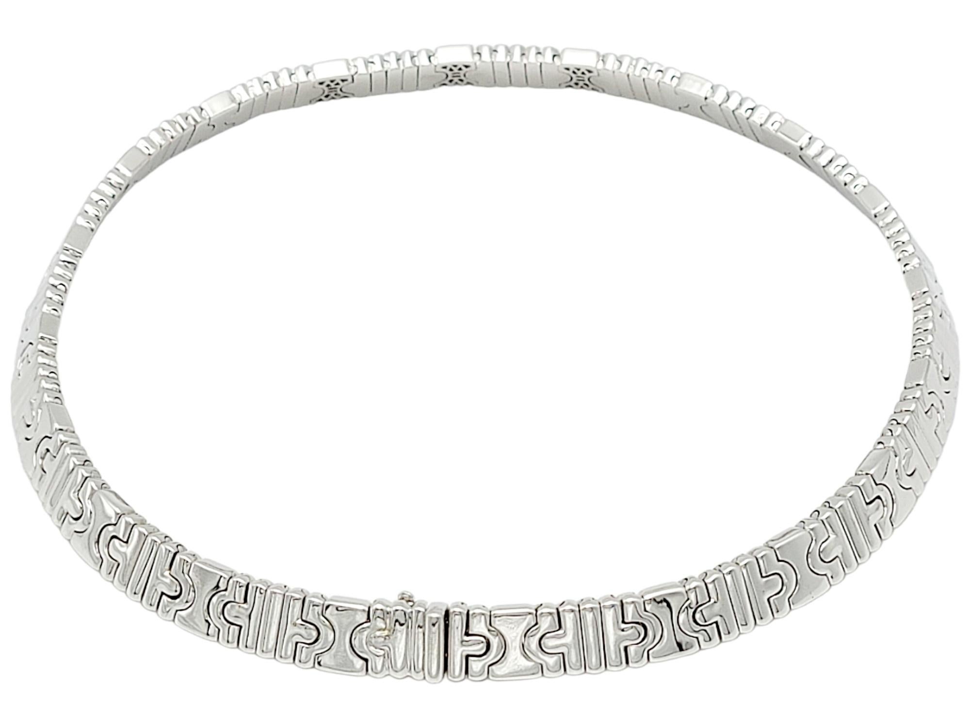 Round Cut Bulgari Parentesi 18 Karat White Gold Diamond Collar Necklace F-G / VS1-VS2