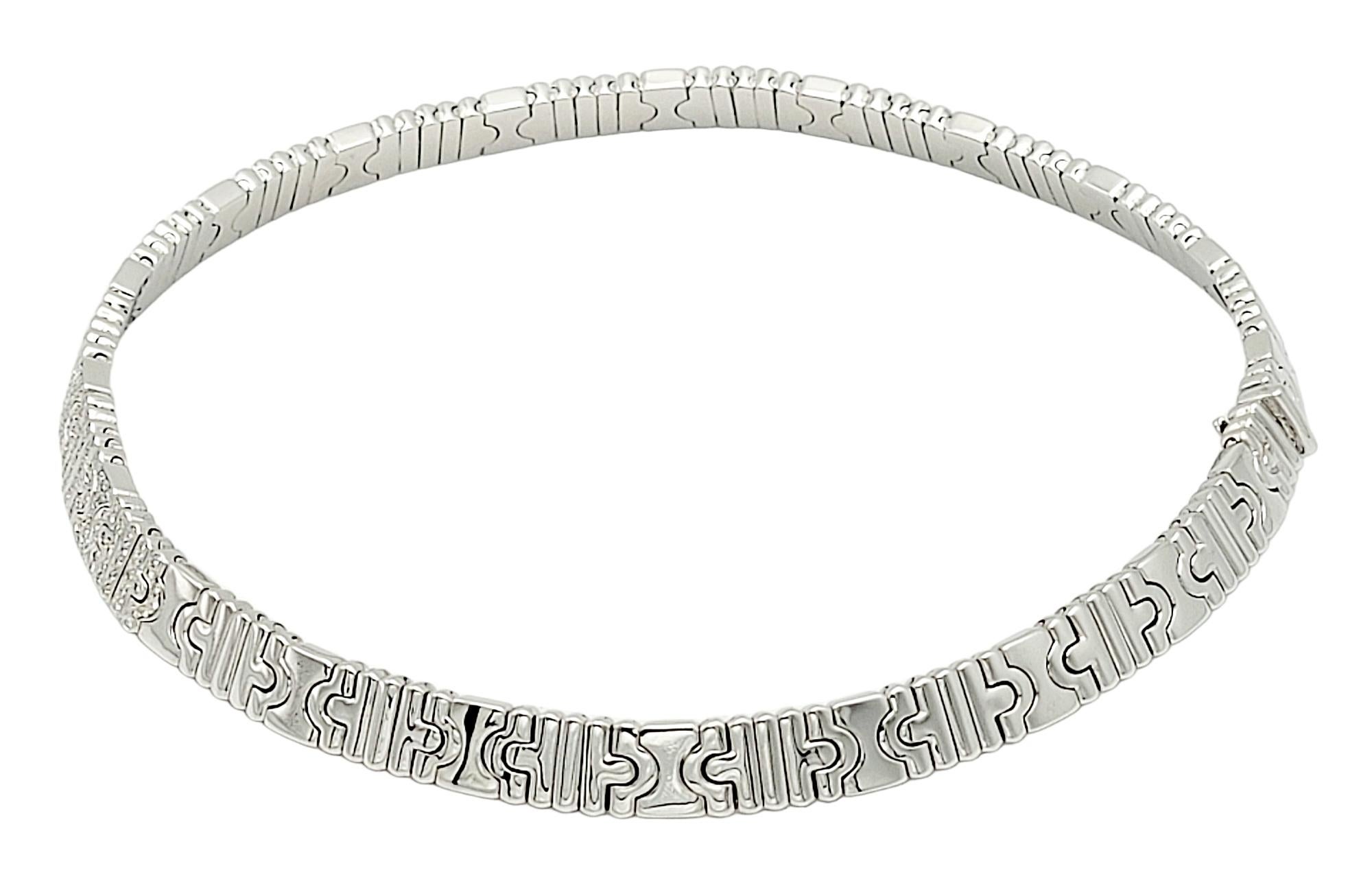 Bulgari Parentesi 18 Karat White Gold Diamond Collar Necklace F-G / VS1-VS2 In Good Condition In Scottsdale, AZ
