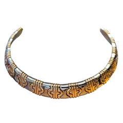 Bulgari Parentesi 18 Karat Yellow Gold and Stainless Steel Choker Necklace