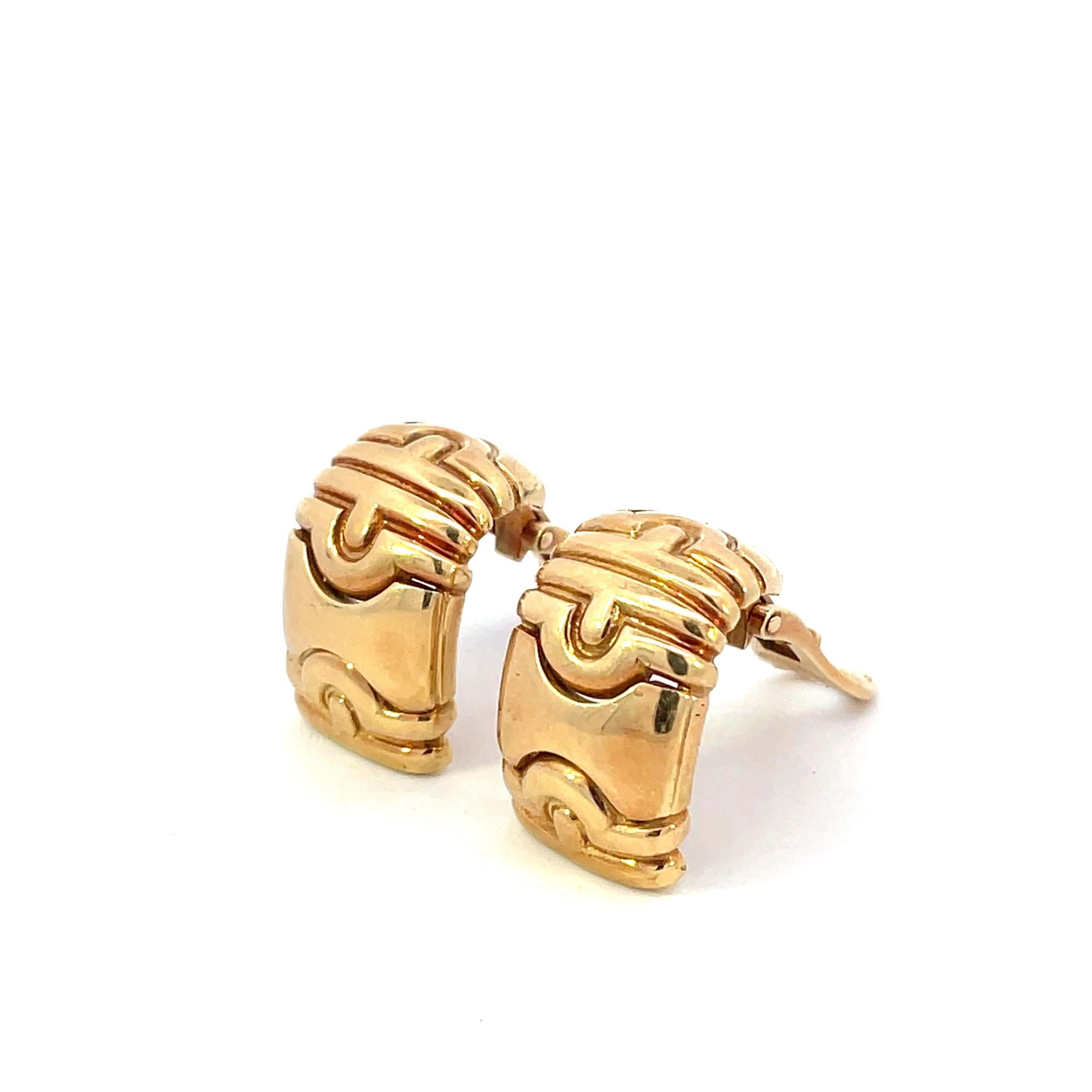 Bulgari Parentesi  18 Karat Gold Vintage Gliederohrringe Französische Markierungen im Zustand „Hervorragend“ in Milano, IT