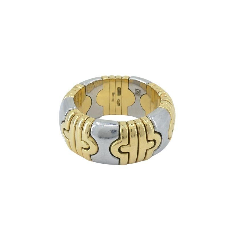 Vintage Bvlgari Parentesi 18k Gold Steel Flex Ring For Sale 2