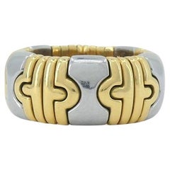 Anillo Flex Vintage Bvlgari Parentesi Acero Oro 18k
