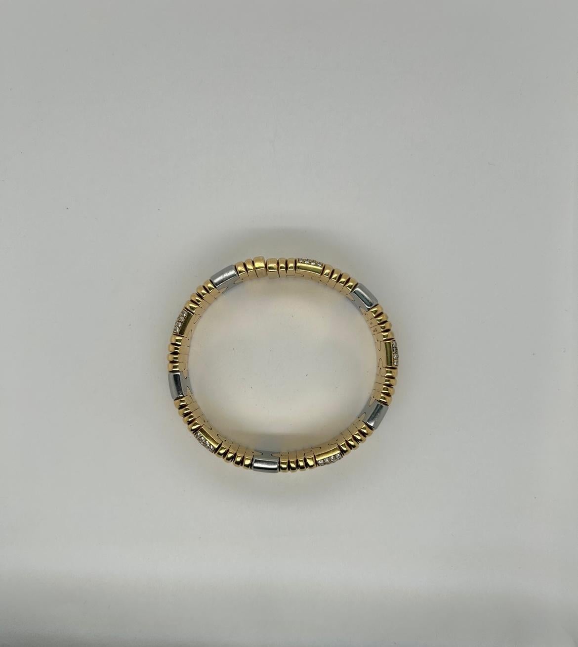 Bulgari Parentesi 18k YG/SS Bangle Bracelet In Excellent Condition In New York, NY