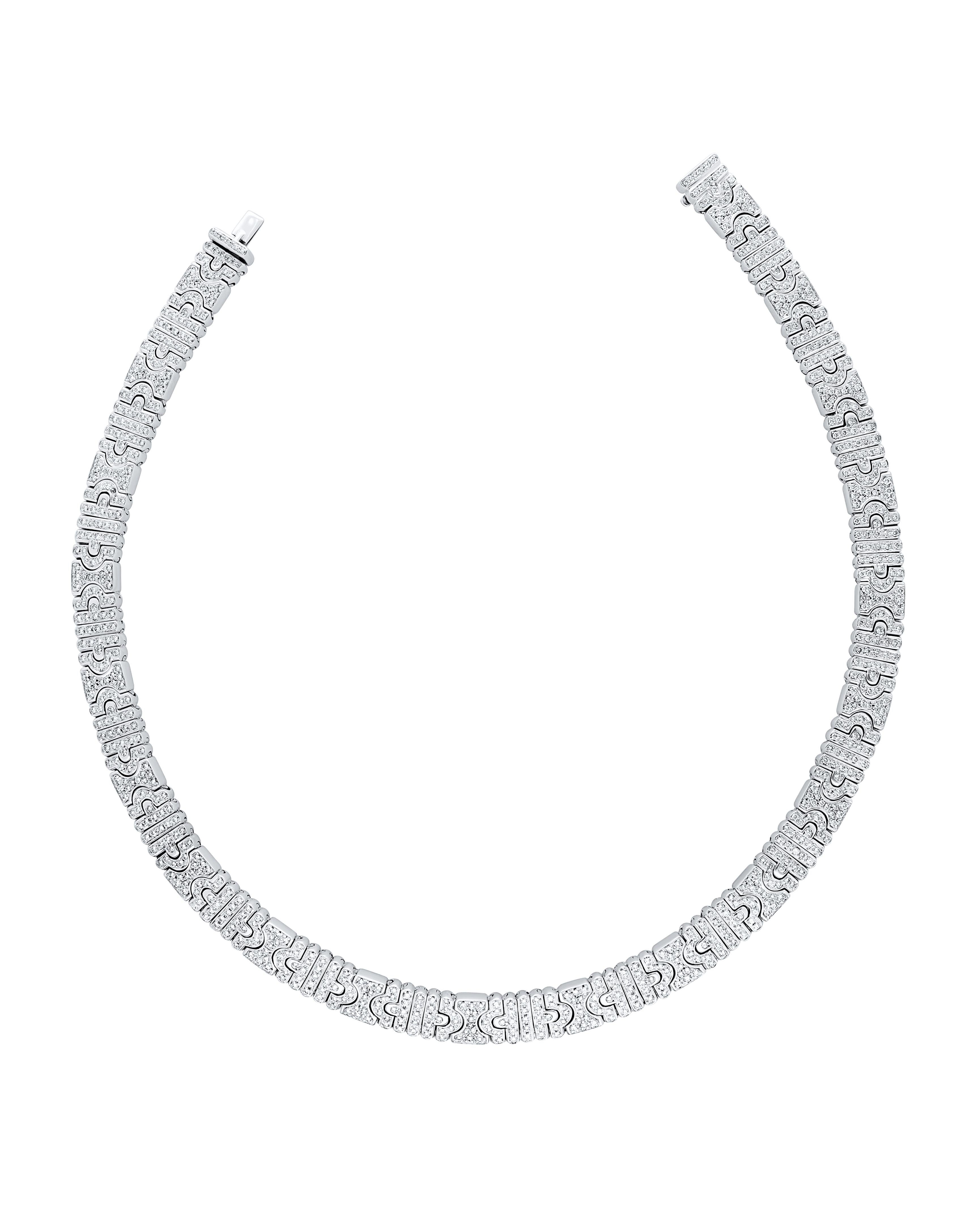 bulgari’s iconic parentesi choker of platinum and diamonds.