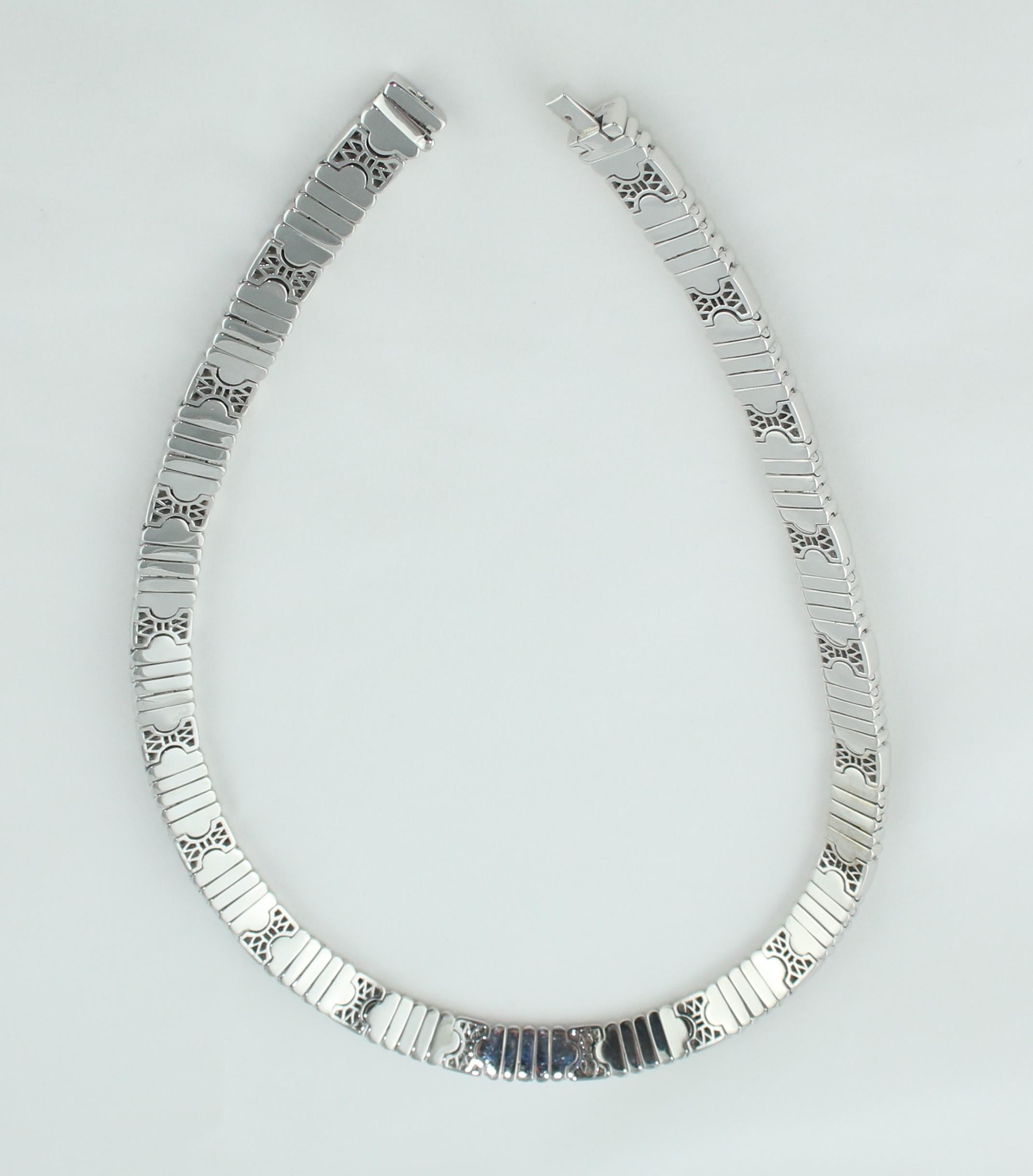 Round Cut Bulgari Parentesi 8.60 Carats Diamond & White Gold Choker Necklace