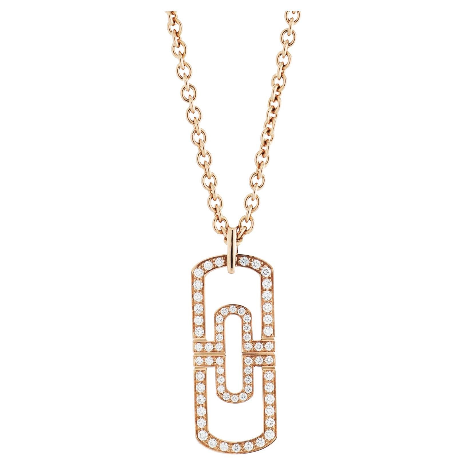 Bulgari, collier pendentif Parentesi en or rose 18 carats et diamants, longueur réglable