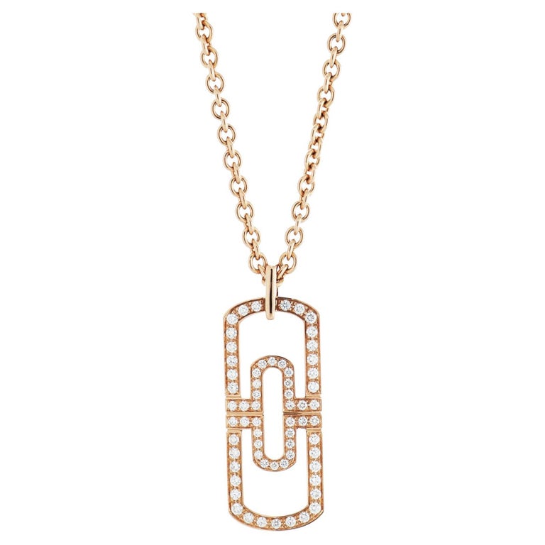 Bulgari Parentesi Adjustable Length Diamond Pendant Necklace in 18k Rose Gold For Sale