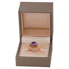 BULGARI Parentesi Amethyst Diamond 18k Rose Gold Ring COA Box