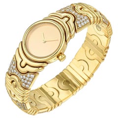 Used Bulgari Parentesi BJ-01 Sterile Dial 18 Karat Yellow Gold Diamond Wristwatch