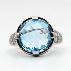 Bulgari Parentesi Blue Topaz & Diamonds 18k White Gold Ring