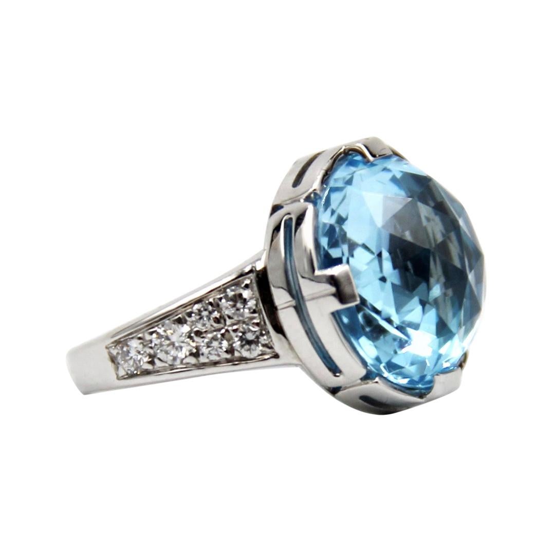 Bulgari Parentesi Blue Topaz & Diamonds 18k White Gold Ring