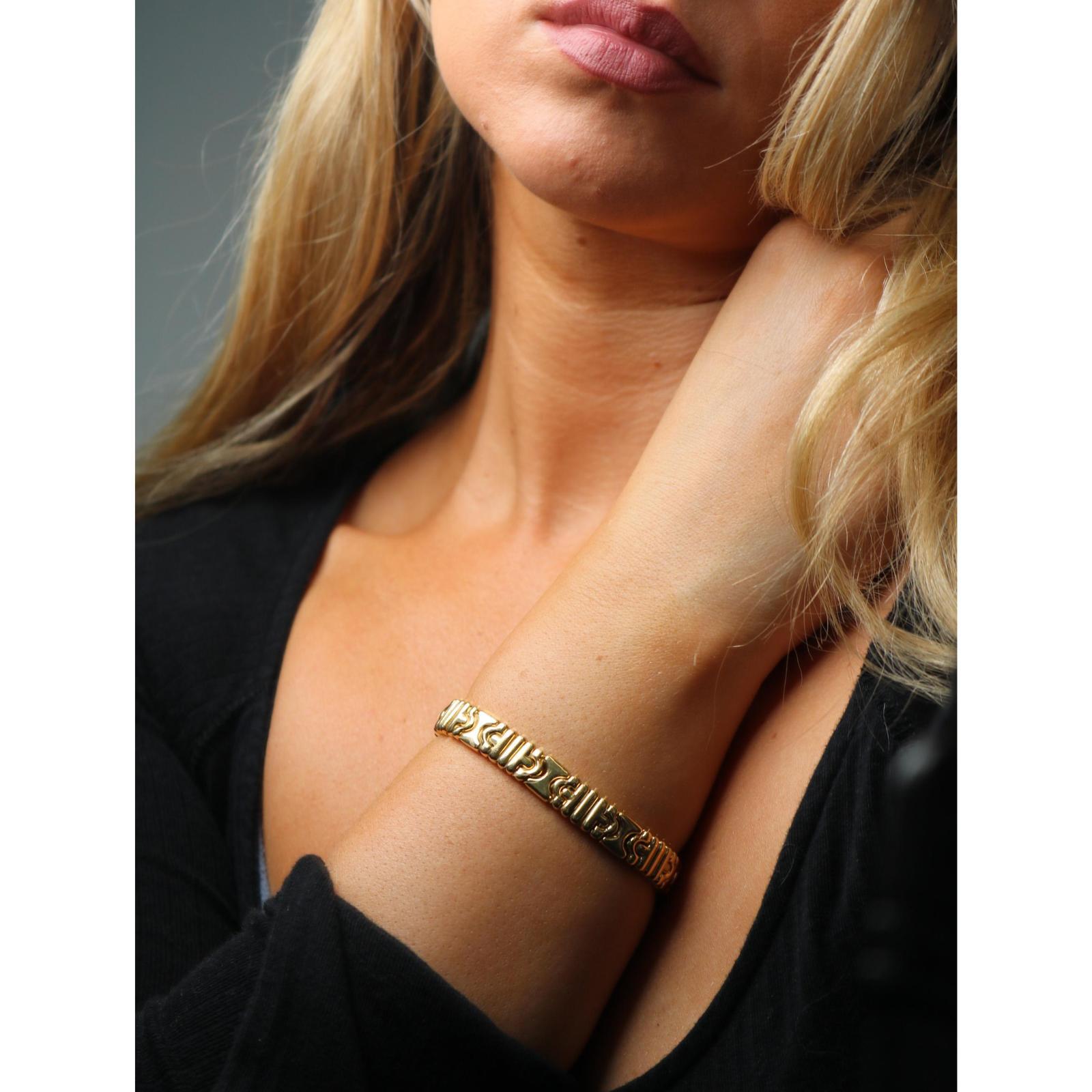 Bracciale Bulgari Parentesi in oro giallo 18 carati vintage anni '70 lunghezza 7 In condizioni buone in vendita a Fairfield, CT