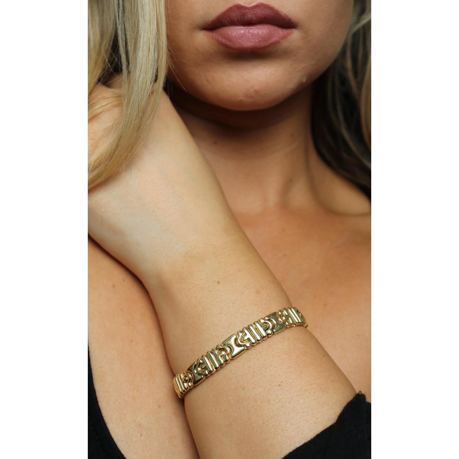 Bracciale Bulgari Parentesi in oro giallo 18 carati vintage anni '70 lunghezza 7 in vendita 5