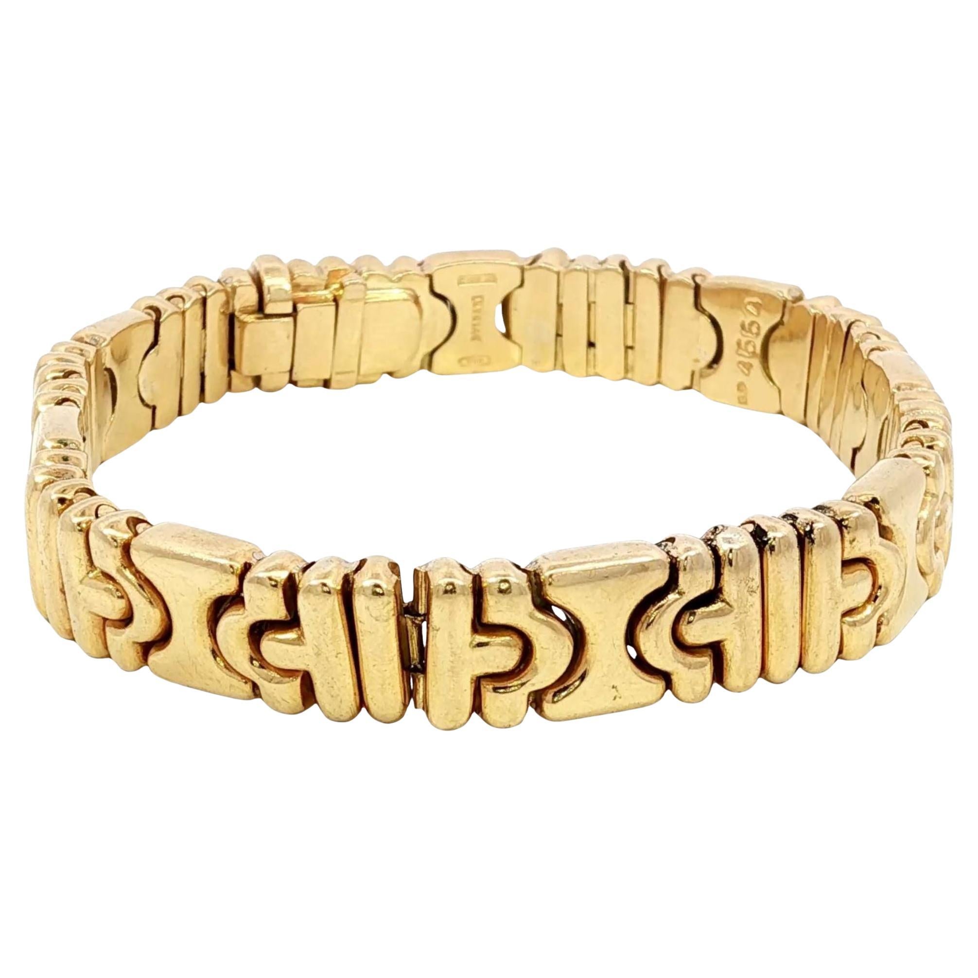 Bracciale Bulgari Parentesi in oro giallo 18 carati vintage anni '70 lunghezza 7