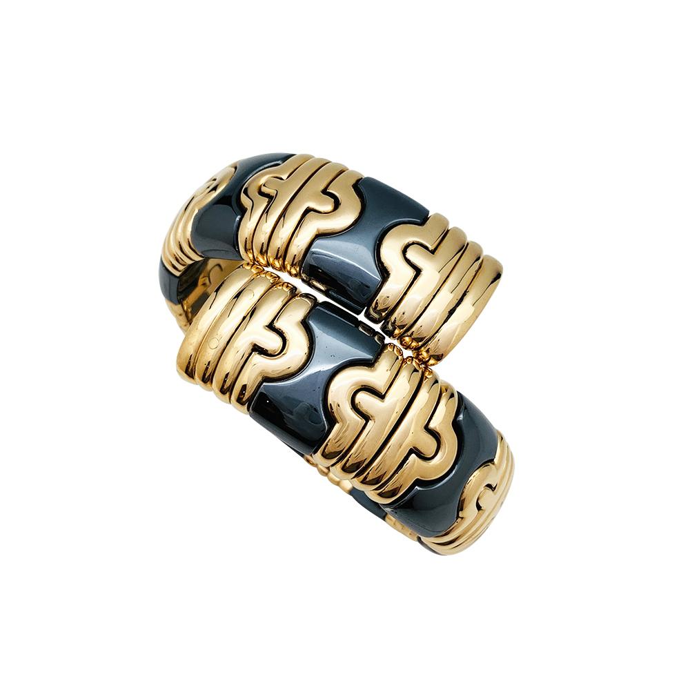 Modern Bulgari Parentesi Bracelet, Gold and Blackened Steel