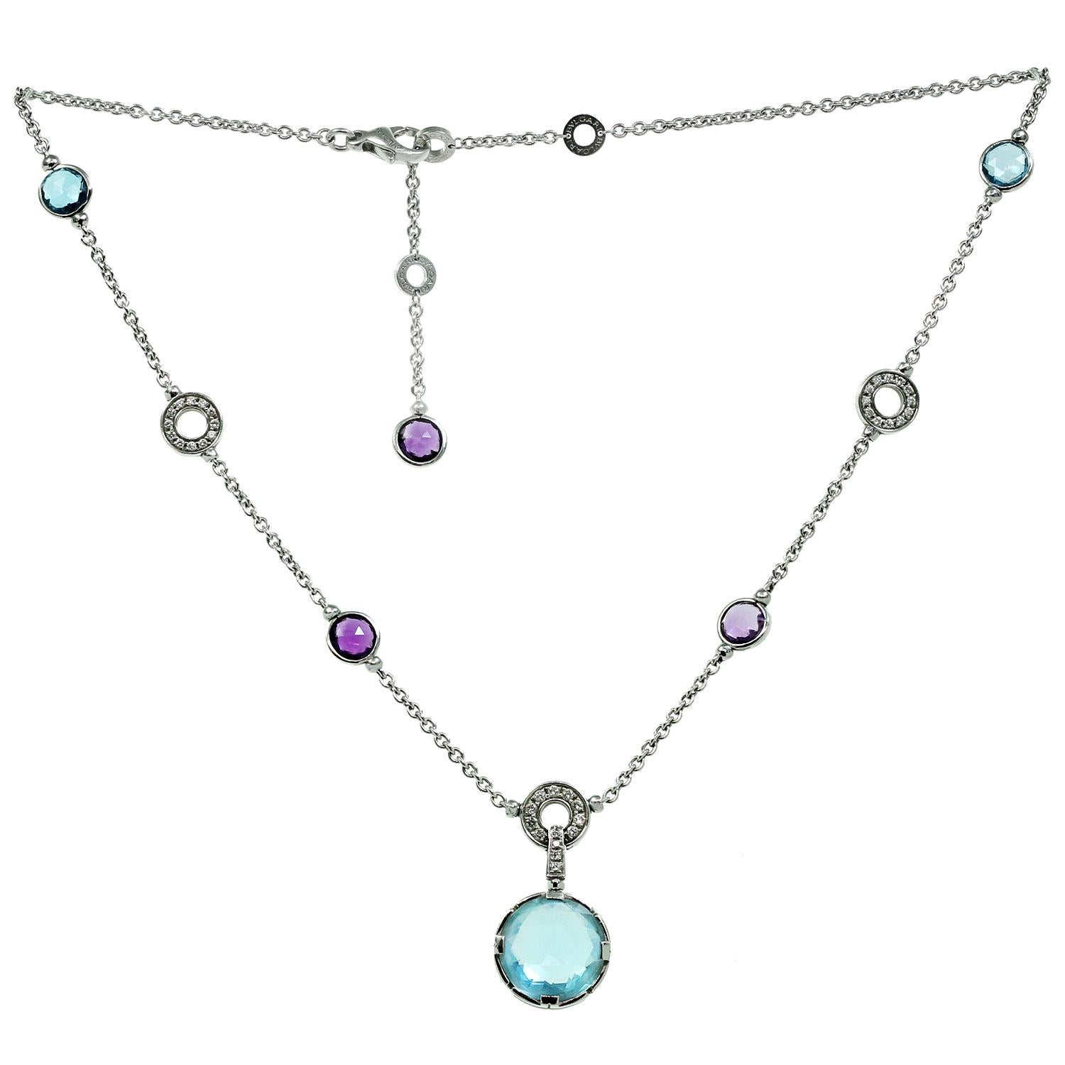 De las mujeres Collar Bulgari Parentesi Cocktail Topacio Amatista Diamante Oro Blanco en venta